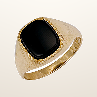 IT_ROLE:studio_clean | Yellow Gold Plain Cushion Black Stone Ring