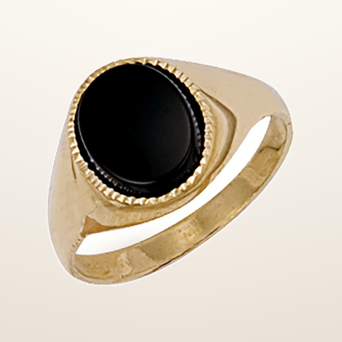 IT_ROLE:studio_clean | Yellow Gold Plain Oval Black Stone Ring
