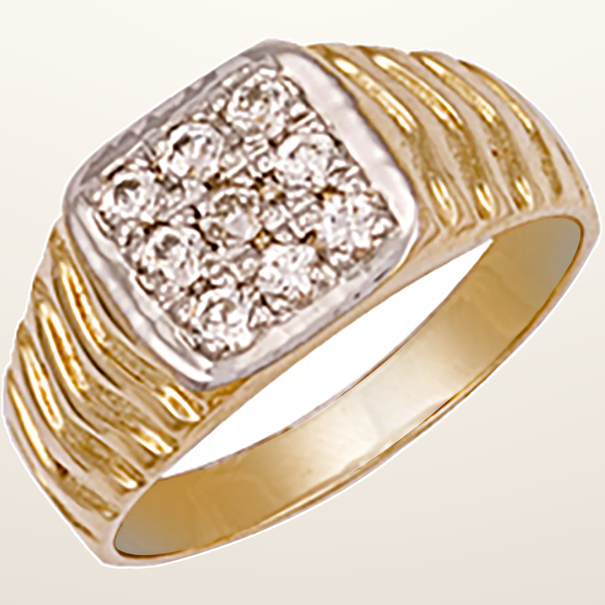 IT_ROLE:studio_clean | Yellow Gold Square Top Gents Cubic Zirconia Ring