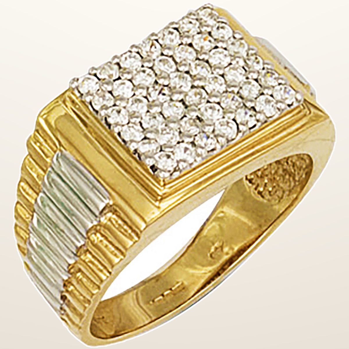 IT_ROLE:studio_clean | Yellow Gold Square Top Gents Cubic Zirconia Ring