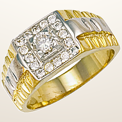 IT_ROLE:studio_clean | Yellow Gold Square Top Gents Cubic Zirconia Ring