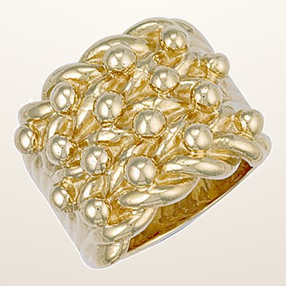 IT_ROLE:studio_clean | Yellow Gold Woven Back 4 Row Keeper Ring