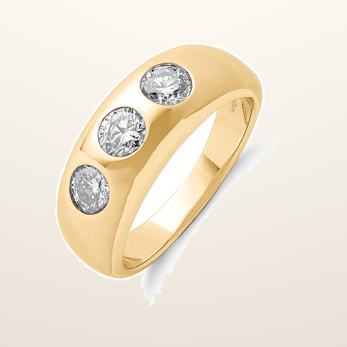 IT_ROLE:studio_clean | 18ct Yellow Gold 1.00ct Gents 3 Stone Diamond Band