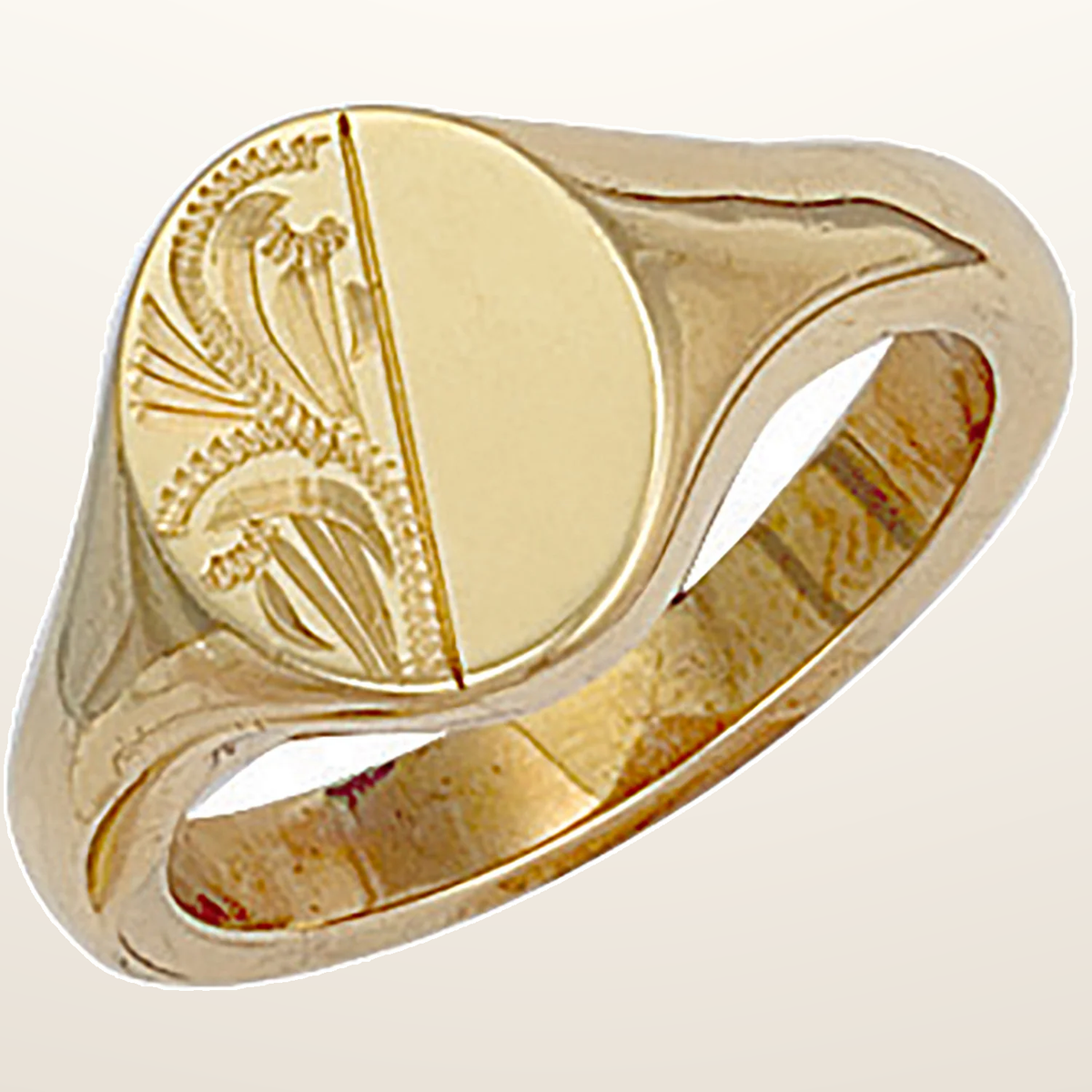 IT_ROLE:studio_clean | Yellow Gold Engraved Oval Signet Ring