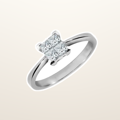 IT_ROLE:studio_clean | 18ct White Gold 25pt 4 x Princess Cut Natural Diamond Ring