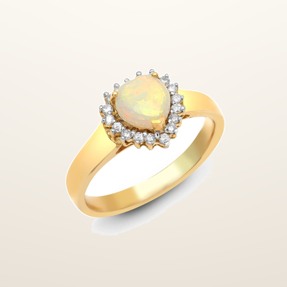 IT_ROLE:studio_clean | 18ct Yellow Gold Natural Diamond And Opal Heart Shaped Ring