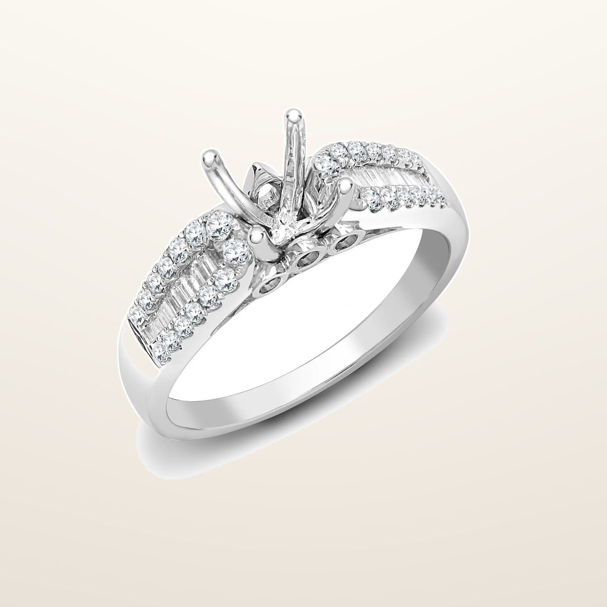 IT_ROLE:studio_clean | 18ct White Gold 42pt Semi Set Natural Diamond Ring Mount. Fits 1.00ct