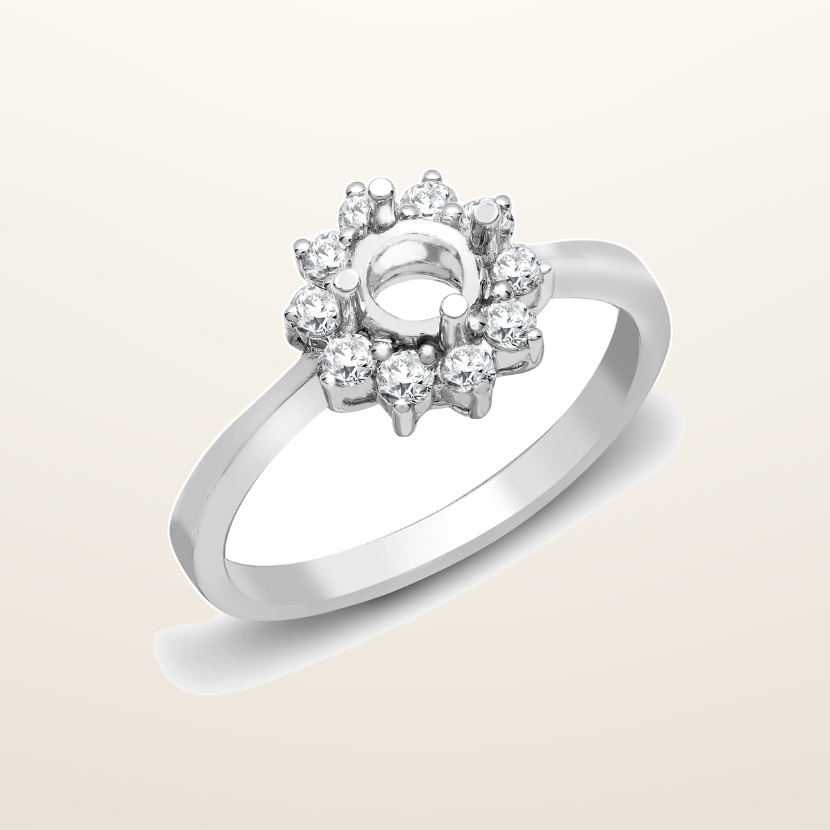 IT_ROLE:studio_clean | 18ct White Gold 40pt Semi Set Natural Diamond Ring Mount. Fits 1.00ct