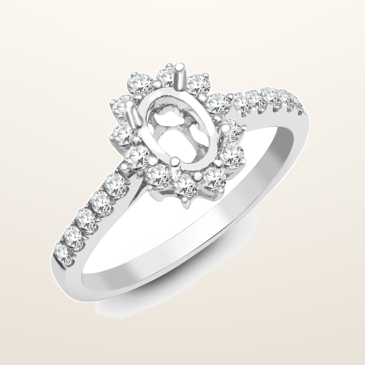 IT_ROLE:studio_clean | 18ct White Gold 50pt Semi Set Natural Diamond Ring Mount.Fits7x5.5mm