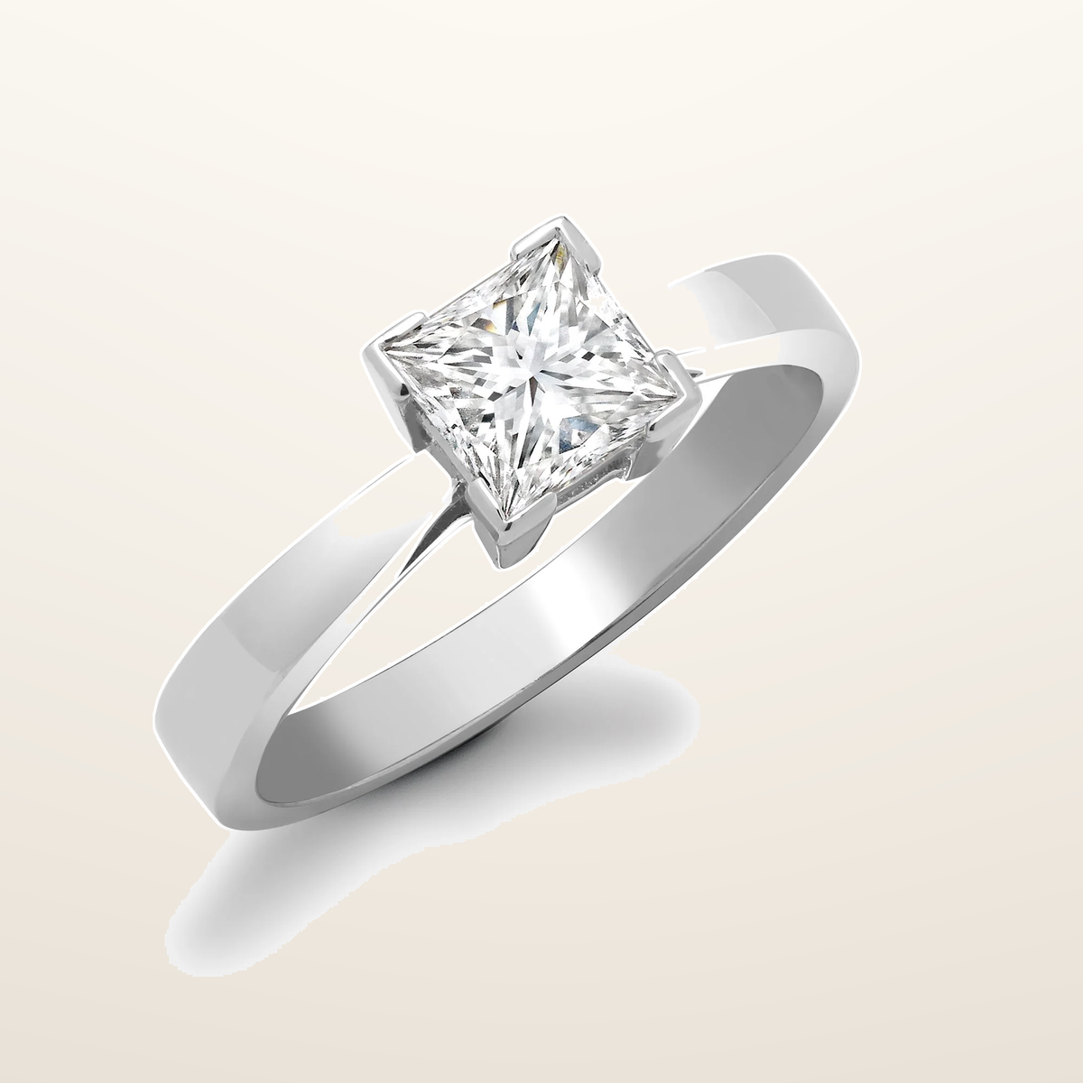 IT_ROLE:studio_clean | 18ct White Gold 50pts Princess Cut Natural Diamond Solitaire Ring