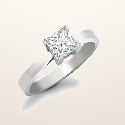 IT_ROLE:studio_clean | 18ct White Gold 50pts Princess Cut Natural Diamond Solitaire Ring