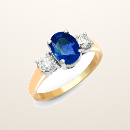 IT_ROLE:studio_clean | 18ct Yellow Gold 3 Stone Natural Diamond And Sapphire Ring
