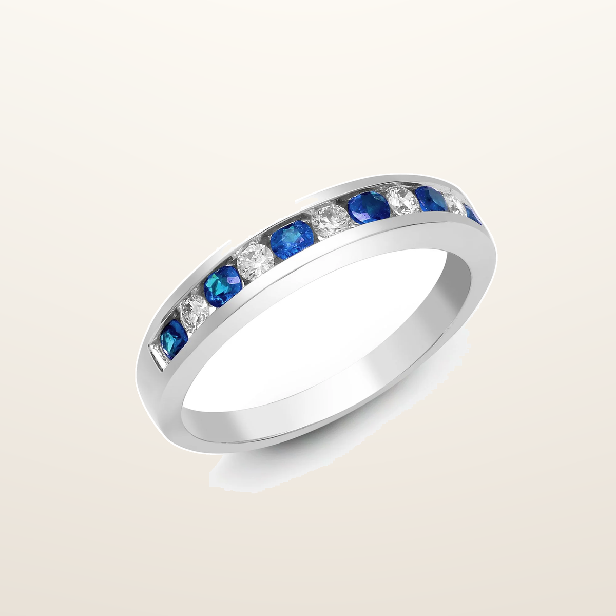 IT_ROLE:studio_clean | 18ct White Gold Natural Diamond And Sapphire Channel Set Half Eternity