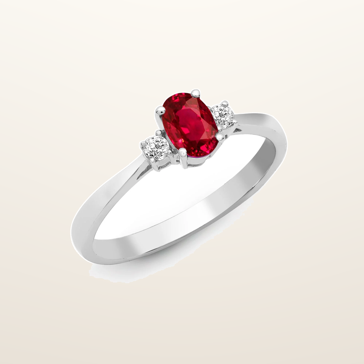 IT_ROLE:studio_clean | 18ct White Gold Natural Diamond And Ruby And 3 Stone Ring