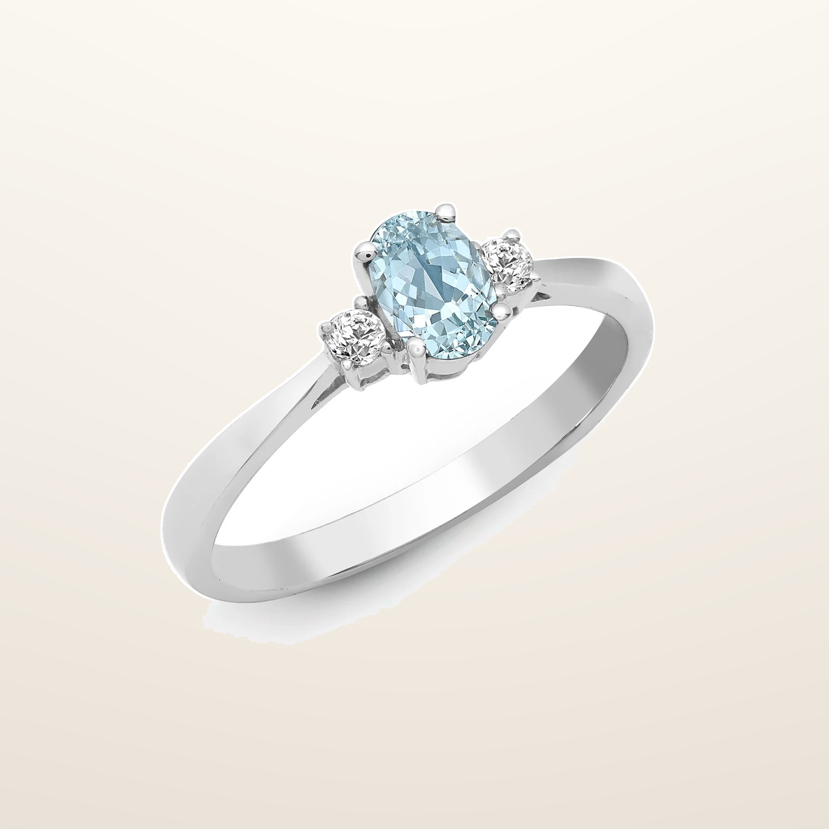 IT_ROLE:studio_clean | 18ct White Gold Natural Diamond And Aqua-Marine And 3 Stone Ring