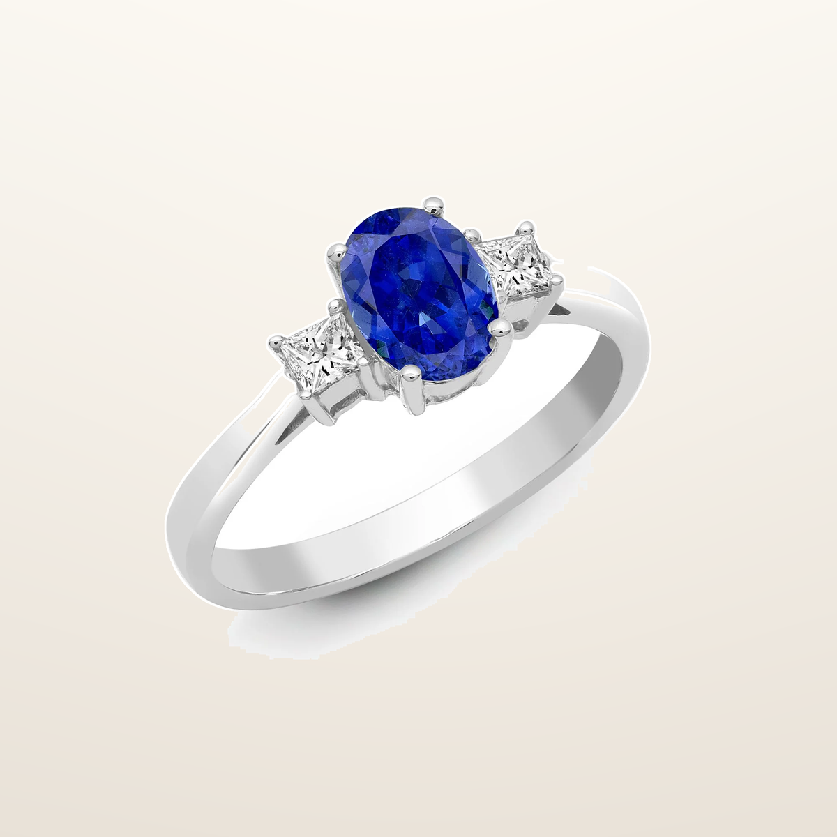 IT_ROLE:studio_clean | 18ct White Gold Natural Diamond And Sapphire And 3 Stone Ring