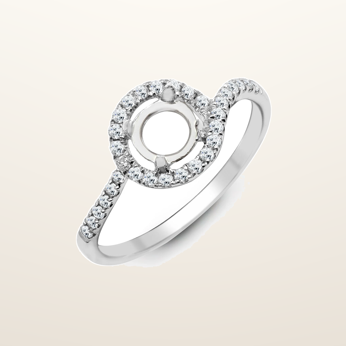 IT_ROLE:studio_clean | 18ct White 0.28ct Natural Diamond Semi Set Ring - Holds 0.50ct