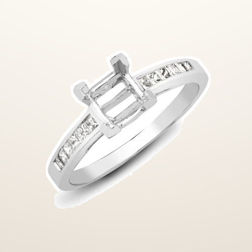 IT_ROLE:studio_clean | 18ct White 0.25ct Princess Cut Natural Diamond Semi Set Ring - Holds 0.50ct P/C