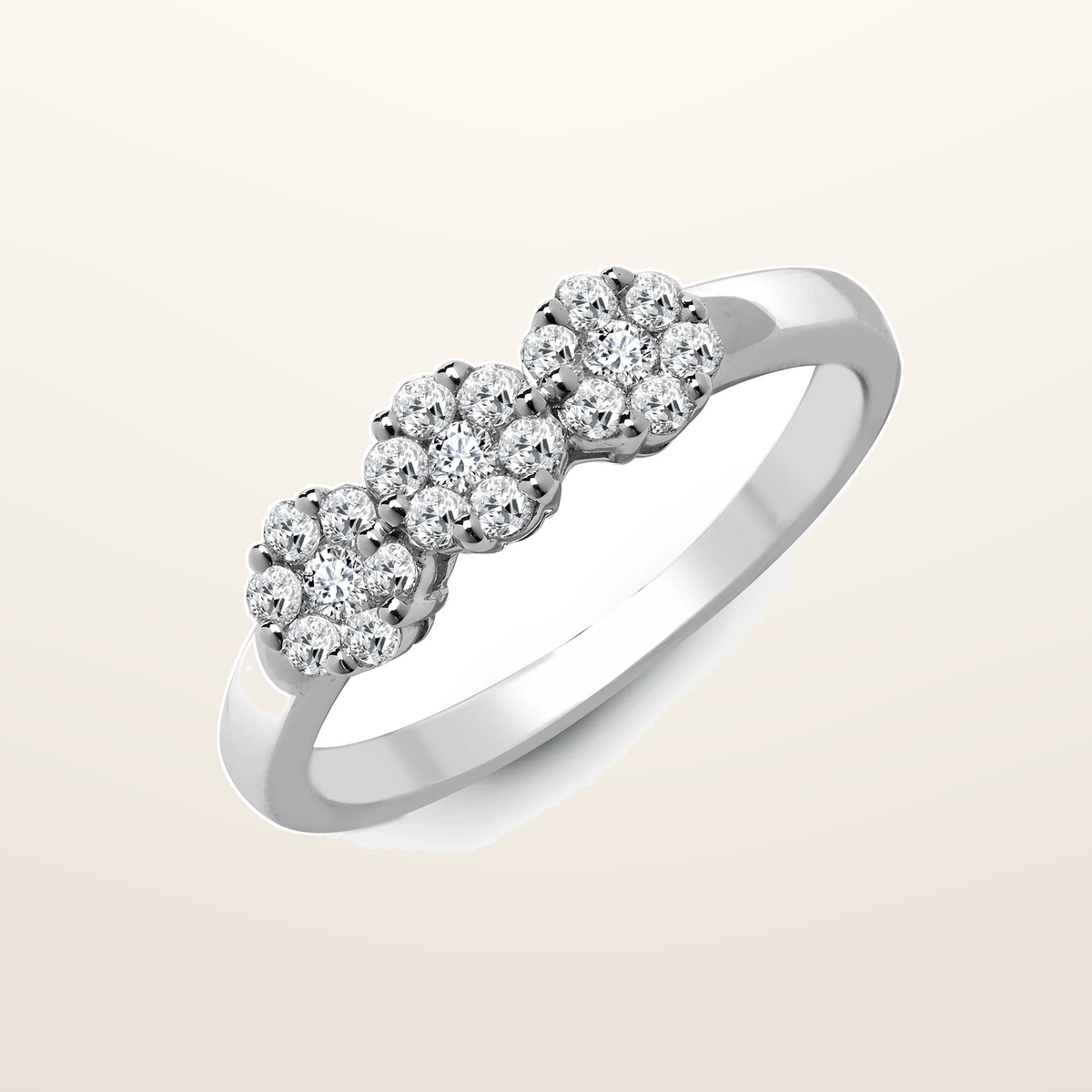 IT_ROLE:studio_clean | 18ct White 0.45ct Natural Diamond 3 x 7 Cluster Ring