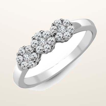 IT_ROLE:studio_clean | 18ct White 1.50ct Natural Diamond 3 x 7 Cluster Ring