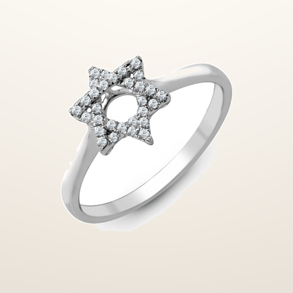 IT_ROLE:studio_clean | 18ct White 0.13ct Natural Diamond Star of David Ring