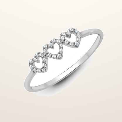 IT_ROLE:studio_clean | 18ct White 0.10ct Natural Diamond 3 x Heart Ring