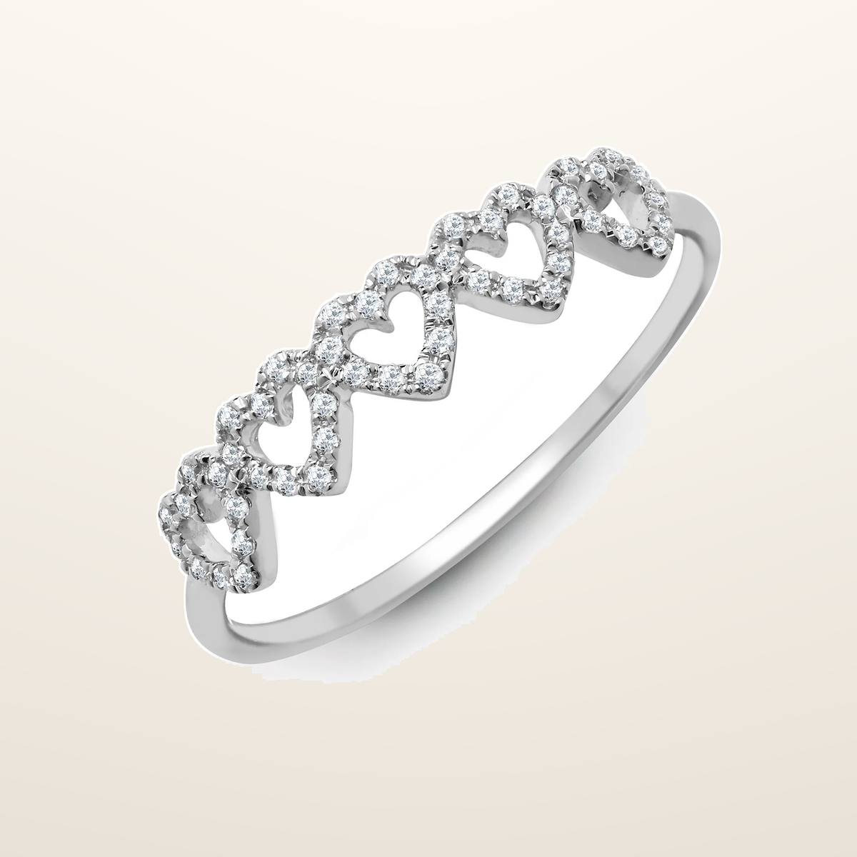 IT_ROLE:studio_clean | 18ct White 0.15ct Natural Diamond 5 x Heart Ring