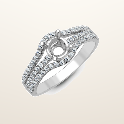 IT_ROLE:studio_clean | 18ct White 0.50ct Natural Diamond Semi Set Ring - Holds 0.50ct