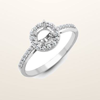 IT_ROLE:studio_clean | 18ct White 0.26ct Natural Diamond Semi Set Halo Ring - Holds 0.75ct
