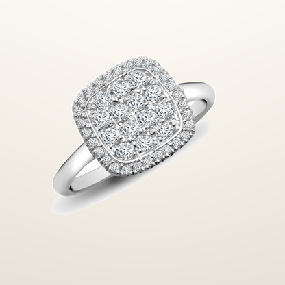 IT_ROLE:studio_clean | 18ct White 0.55ct Natural Diamond Cluster Cushion Shape Ring