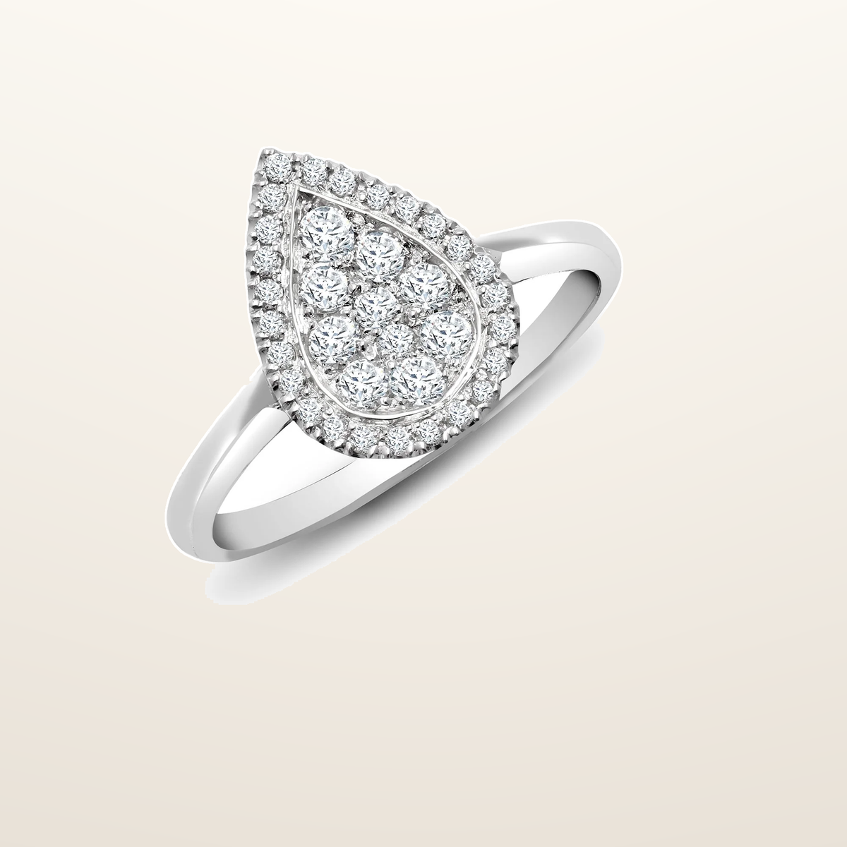 IT_ROLE:studio_clean | 18ct White 0.40ct Natural Diamond Cluster Pear Shape Ring
