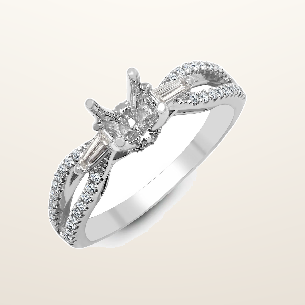 IT_ROLE:studio_clean | 18ct White 0.42ct Natural Diamond Semi Set Ring - Holds 1.00ct