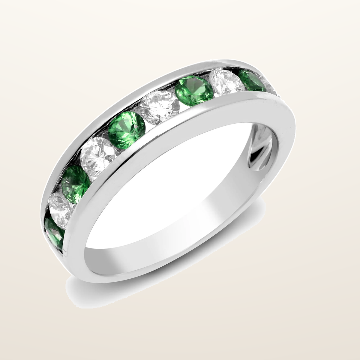 IT_ROLE:studio_clean | 18ct White Diamond-0.55ct Em-0.65ct 1\2 Eternity Ring
