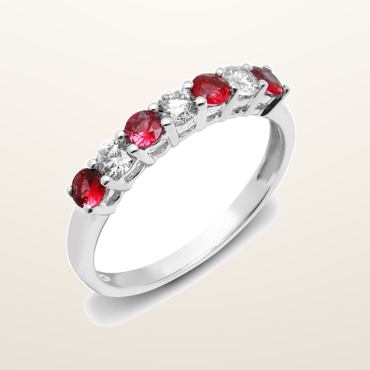 IT_ROLE:studio_clean | 18ct White Diamond-0.33ct Ruby-0.45ct 1\2 Eternity Ring