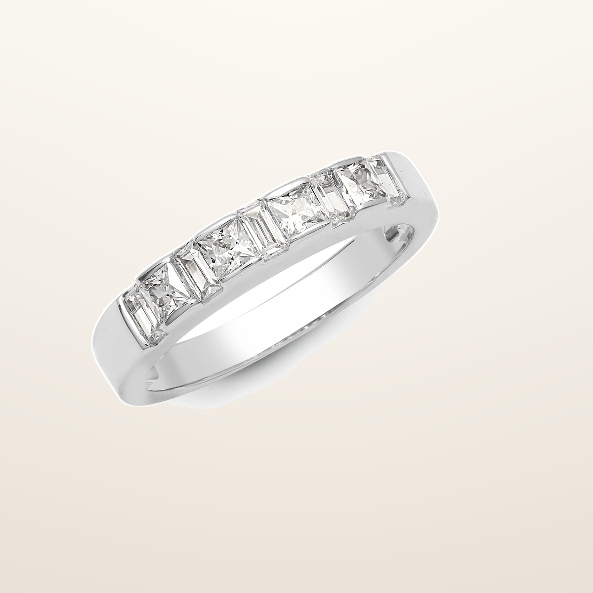 IT_ROLE:studio_clean | 18ct White 0.87ct Princess Cut & Baguette Natural Diamond Ring