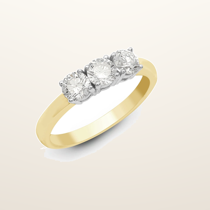 IT_ROLE:studio_clean | 18ct Yellow/White 0.25ct Natural Diamond Claw Set Trilogy Ring
