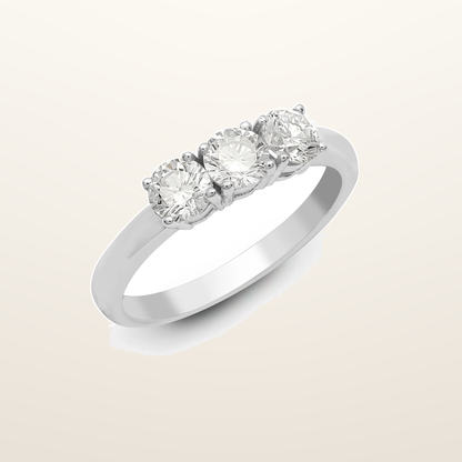 IT_ROLE:studio_clean | 18ct White 0.25ct Natural Diamond Claw Set Trilogy Ring