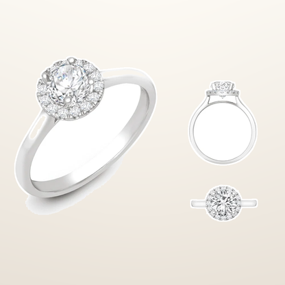 IT_ROLE:studio_clean | 18ct White Gold 0.08ct Natural Diamond Micro-set Halo Wed-fit Ring Mount + 0.25ct Diamond