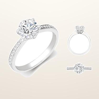 IT_ROLE:studio_clean | 18ct White Gold 0.24ct Natural Diamond Pav?-set 6-claw Ring Mount + 0.25ct Diamond