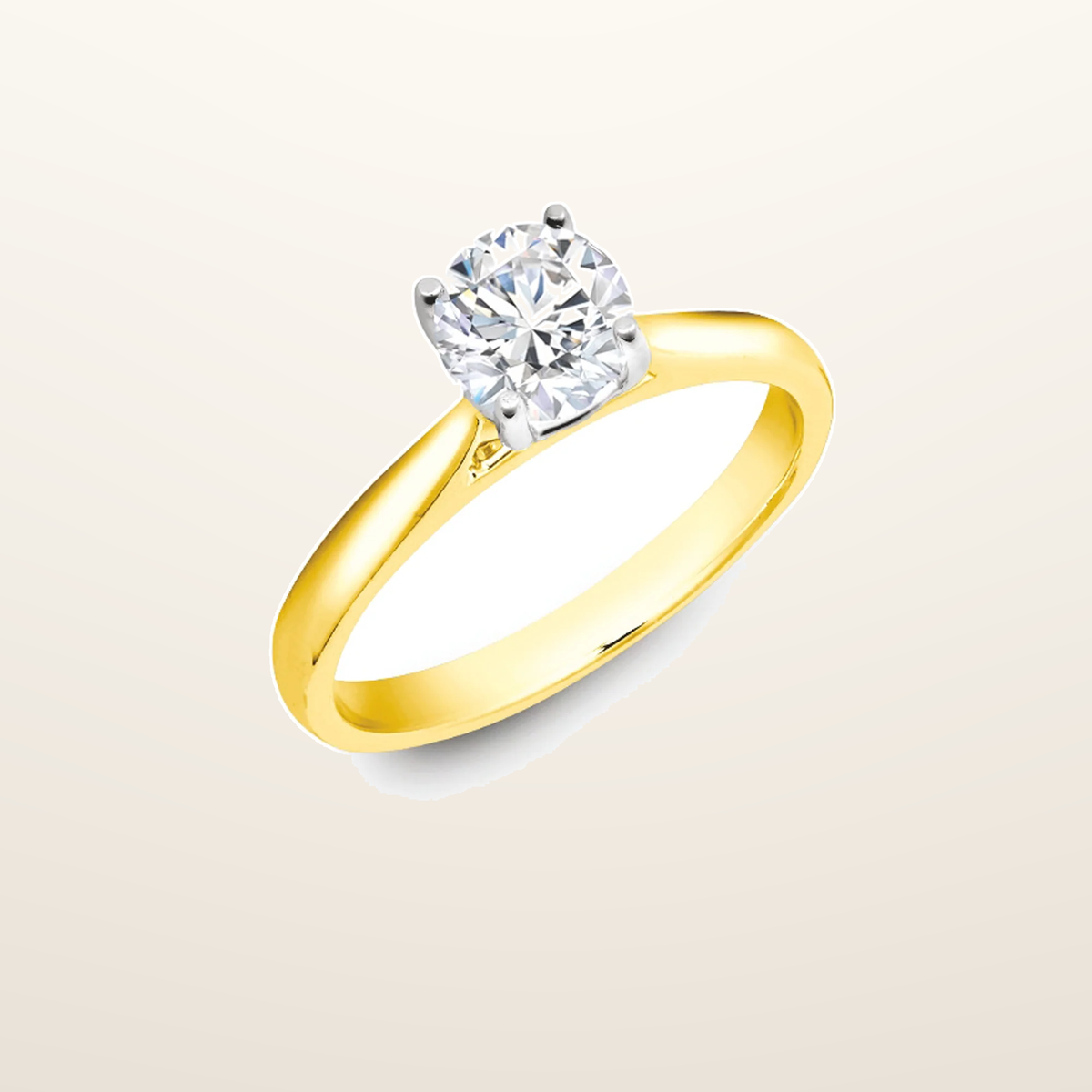 IT_ROLE:studio_clean | 18ct Yellow Gold 25pts Round Brilliant Cut Solitaire Wed Fit Natural Diamond Ring