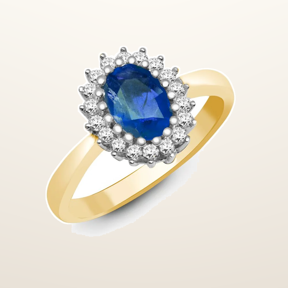 IT_ROLE:studio_clean | 18ct Yellow Gold Natural Diamond And Sapphire Ring
