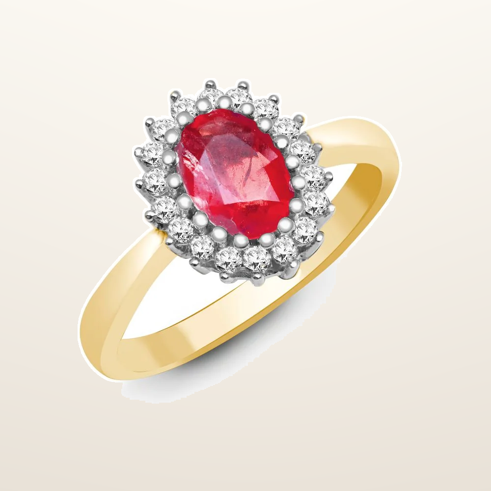 IT_ROLE:studio_clean | 18ct Yellow Gold Natural Diamond And Ruby Ring