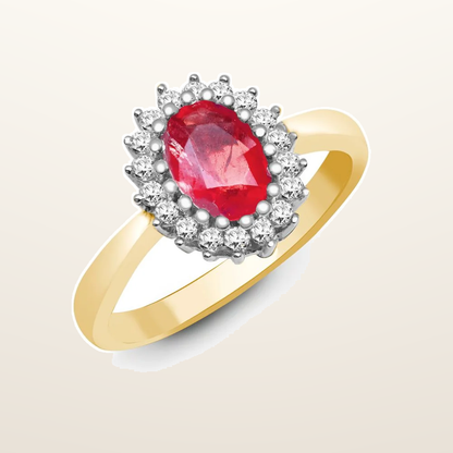 IT_ROLE:studio_clean | 18ct Yellow Gold Natural Diamond And Ruby Ring