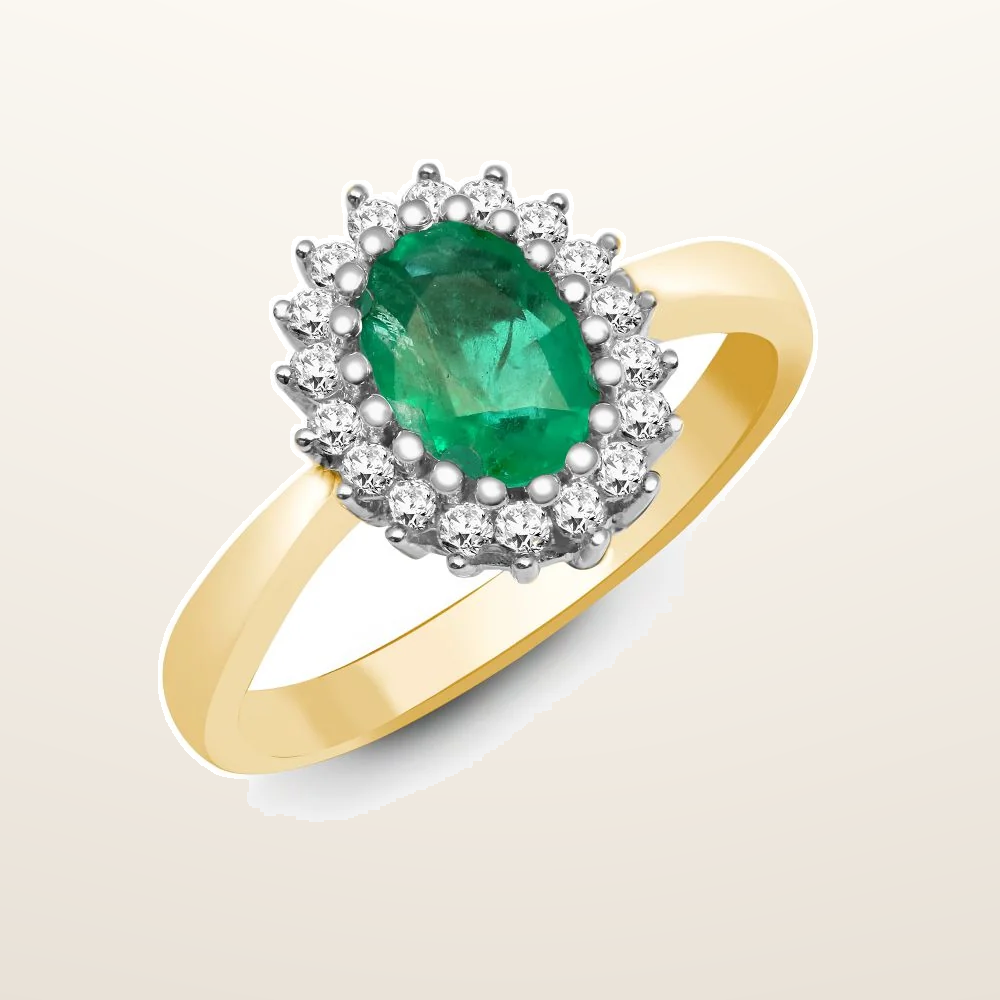 IT_ROLE:studio_clean | 18ct Yellow Gold Natural Diamond And Emerald Ring