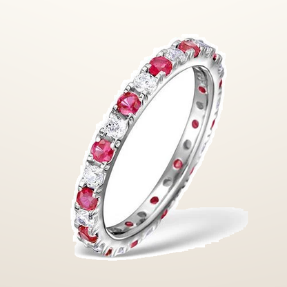IT_ROLE:studio_clean | 18ct White Gold Claw Set Full Eternity Ring Natural Diamond 0.50ct Ruby 0.80ct G VS