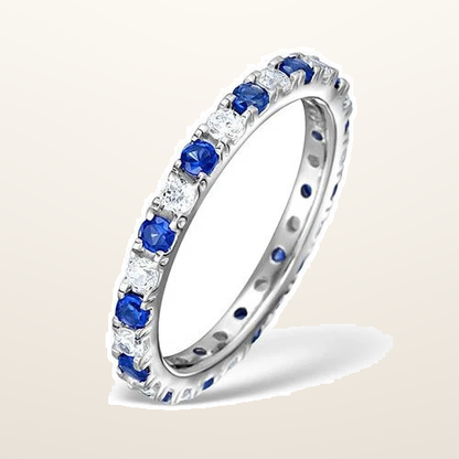 IT_ROLE:studio_clean | 18ct White Gold Claw Set Full Eternity Ring Natural Diamond 0.50ct Sapphire 0.90ct G VS