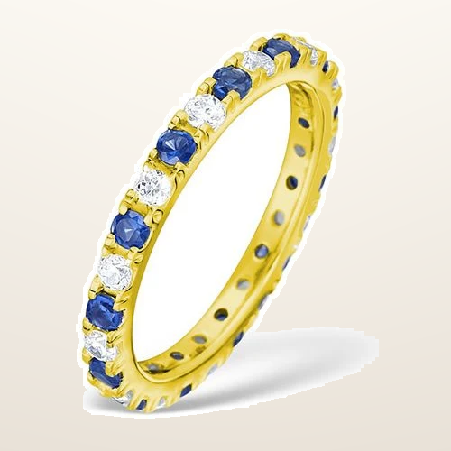 IT_ROLE:studio_clean | 18ct Yellow Gold Claw Set Full Eternity Ring Natural Diamond 0.50ct Sapphire 0.90ct G VS