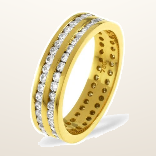 IT_ROLE:studio_clean | 18ct Yellow Gold Channel Set 2 Row Full Eternity Ring Natural Diamond 1.00ct G VS