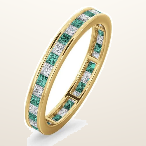 IT_ROLE:studio_clean | 18ct Yellow Gold Channel Set Princess Cut Full Eternity Ring Natural Diamond 0.50ct Em 0.65ct G VS