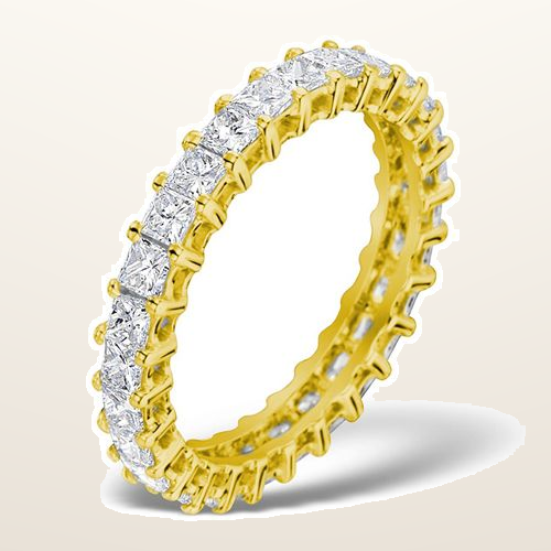 IT_ROLE:studio_clean | 18ct Yellow Gold Claw Set Full Eternity Ring Princess Cut Natural Diamond 2.00ct G VS